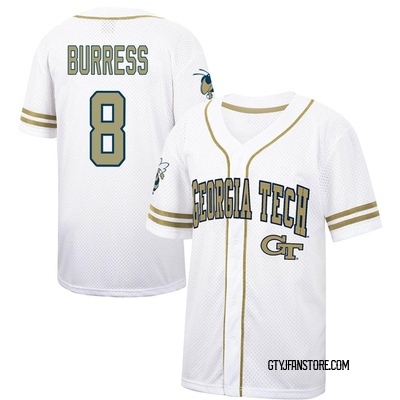 Men's Drew Burress Georgia Tech Yellow Jackets Replica Colosseum White/ Free Spirited Baseball Jersey - Gold