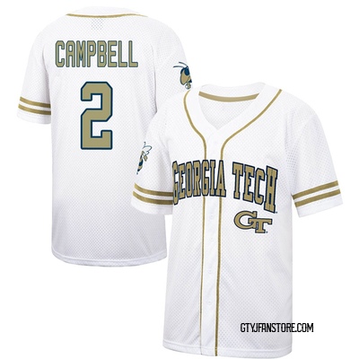 Men's Kristian Campbell Georgia Tech Yellow Jackets Replica Colosseum White/ Free Spirited Baseball Jersey - Gold